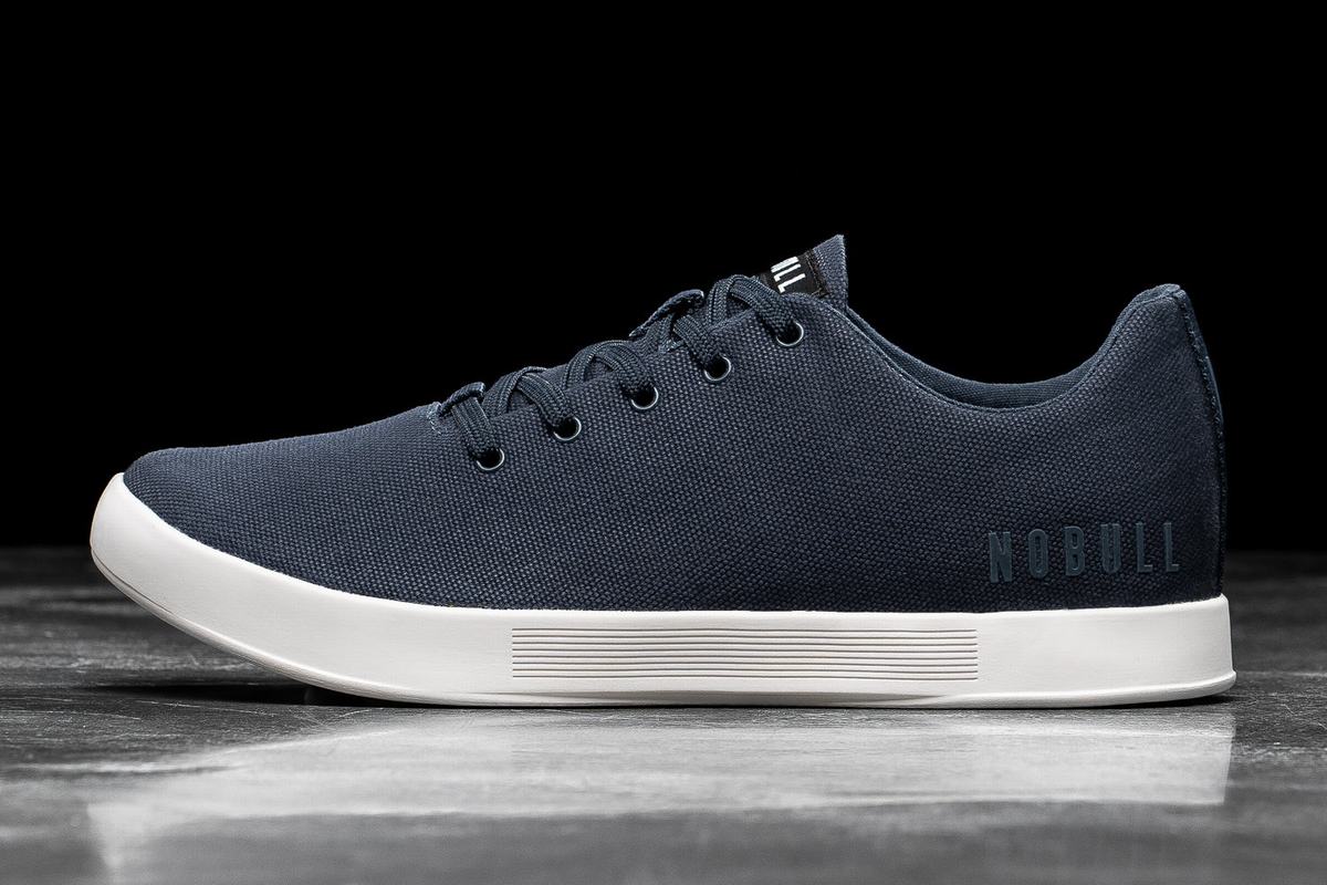 Nobull Canvas Men\'s Trainers Navy White | Australia (NI6452)